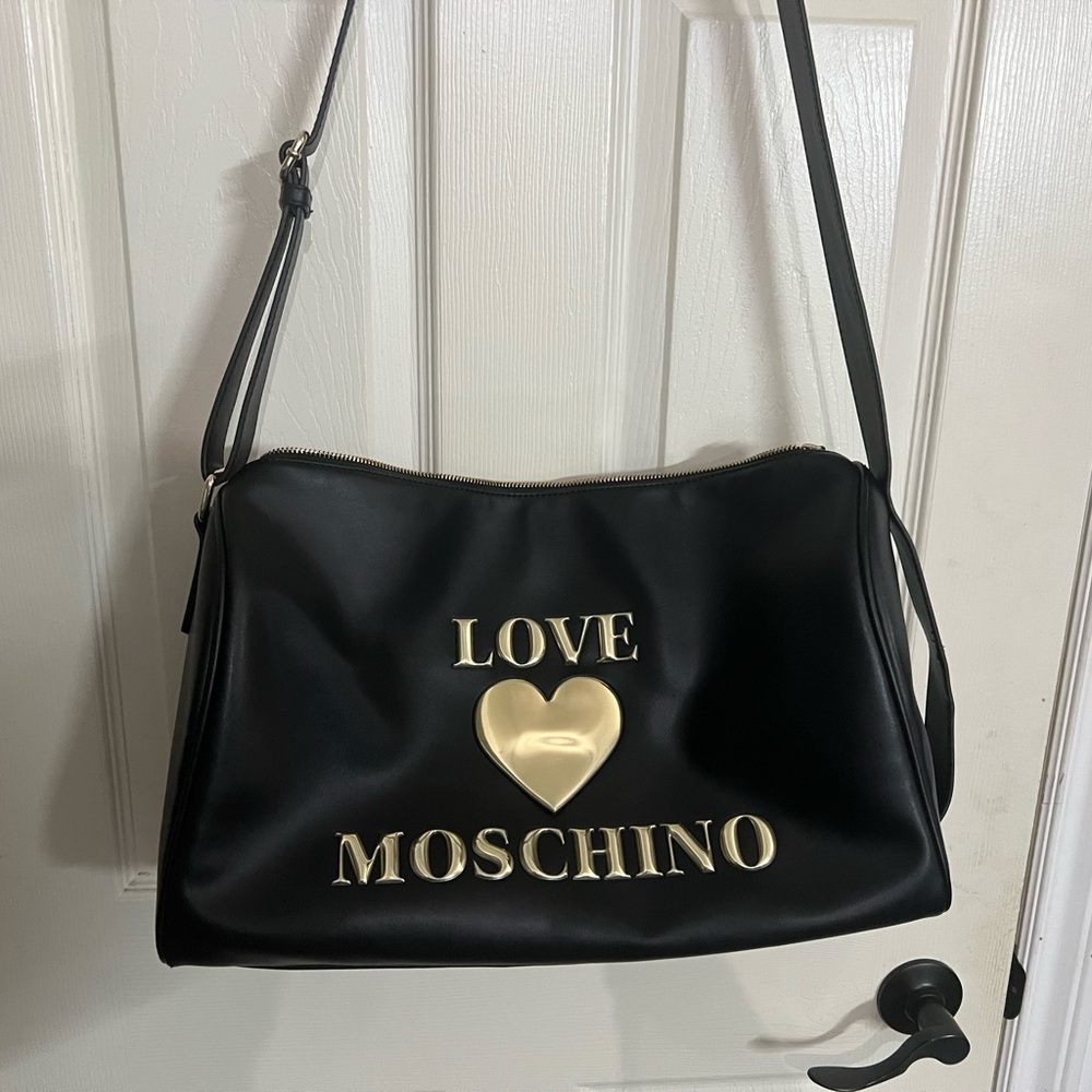 Love Moschino Black and Gold Shoulder Bag